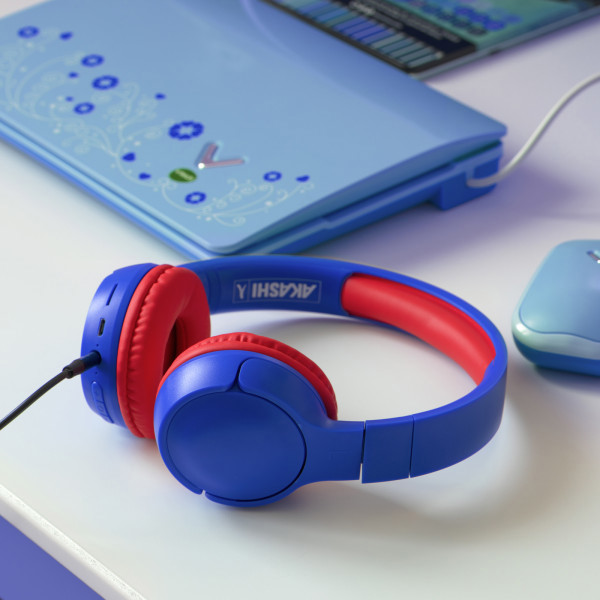 SETSUKO - CASQUE KIDS SANS FIL BLUETOOTH BLEU ET ROUGE