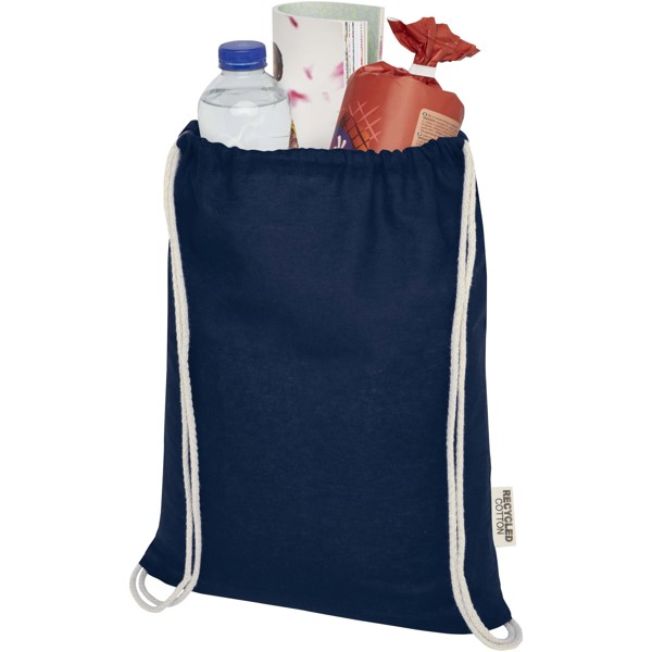 Sac avec cordon Oregon en coton recyclé 140 g/m² certifié GRS - Marine