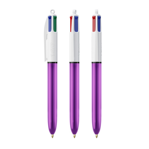BIC® 4 Couleurs® Shine ballpen - Blanc/Violet Metallique