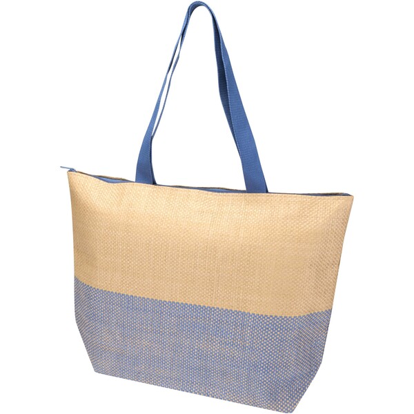 Rhythm straw paper large zipped tote bag 21L - Ocean Blue