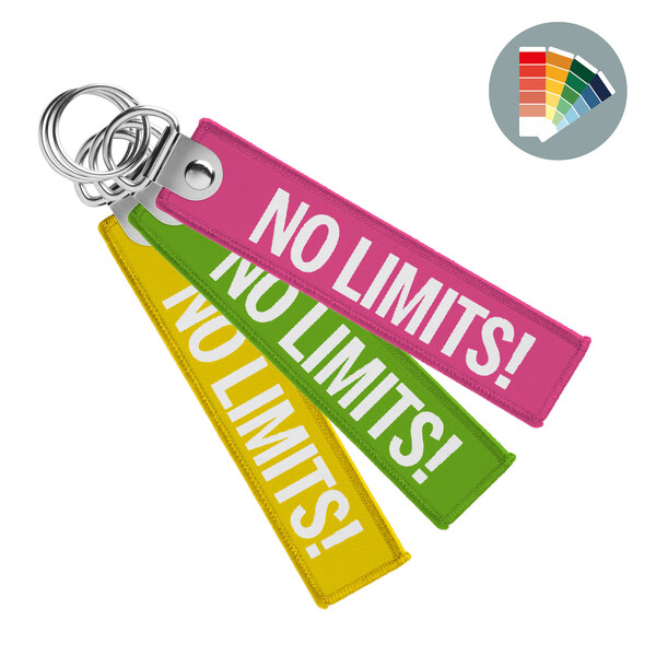 Woven key tag with double metal ring - Own PMS
