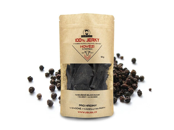 100% JERKY  Hovädzie sušené mäso s čiernym korením