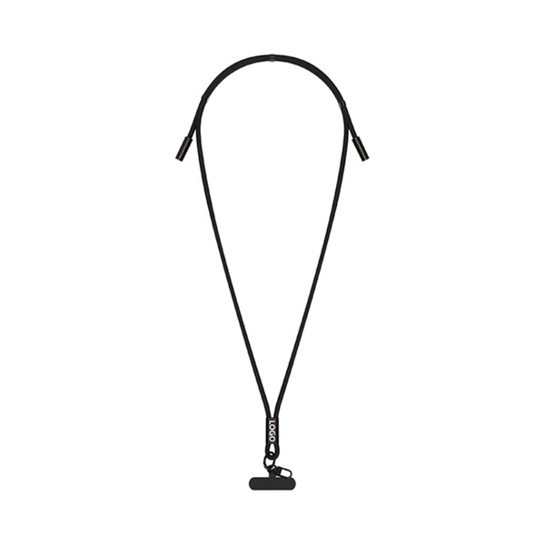 Adjustable type C to C, 60W charging cable lanyard and phone holder - Black