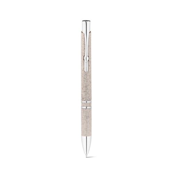 BETA WHEAT. Stylo bille en paille de blé et ABS avec attache - Naturel Clair
