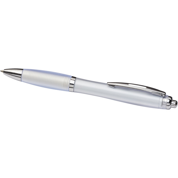 Curvy ballpoint pen with frosted barrel and grip