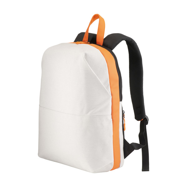 Canvas Laptop Backpack With High Visibility Eco-Leather Inserts/Bands - Grey / Orange