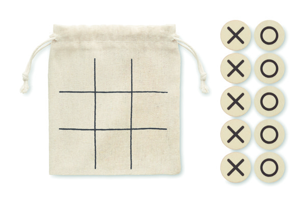 Topos wooden tic tac toe,cotton pouch