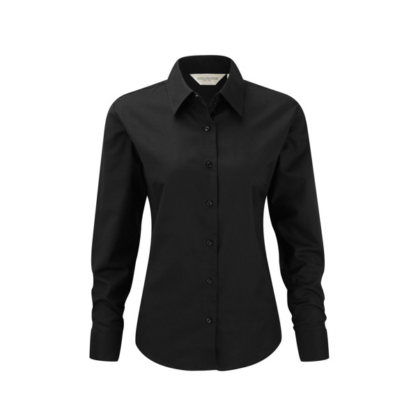 Camisa Oxford Senhora Manga Comprida 135G - 70% Algodão/ 30% Poliéster - Preto / XS