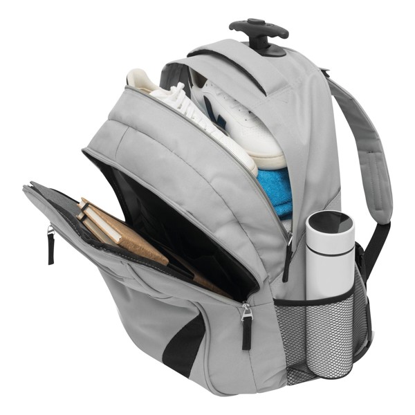Trolley backpack, 600D polyester, laptop pocket - Grey