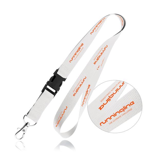 Lanyard Em Poliéster Com Fivela Clic-Clac E Mosquetão - Branco / U