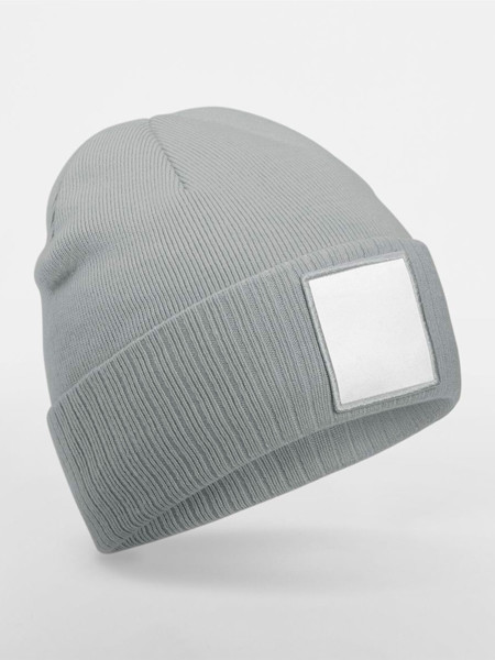 Appliqué Patch Beanie - Ash / White