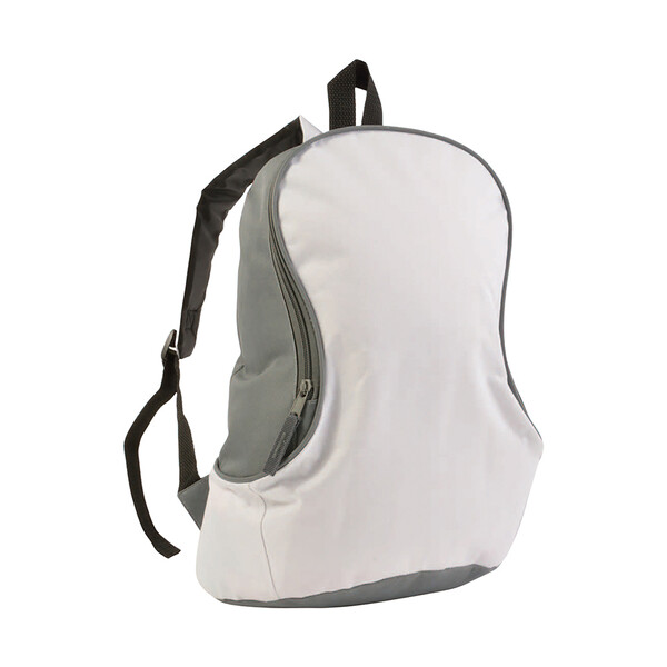 600D Polyester Two-Tone Backpack With Padded Straps - White