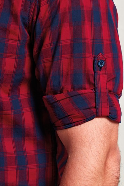 'Mulligan' Check - Men's Long Sleeve Cotton Shirt - White / Navy / 3XL