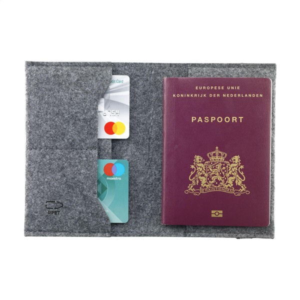 Identify GRS RPET Felt passport holder - Grey