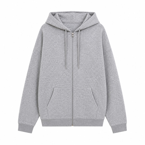 Mens Regular Zip Hoodie - Grey Melange / XS