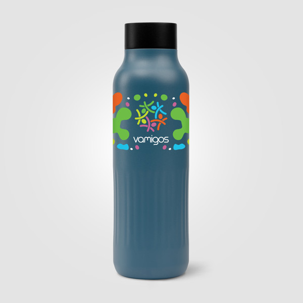 Majesty Recycled Stainless Steel Bottle - 590 ml - Steel Blue / Laser