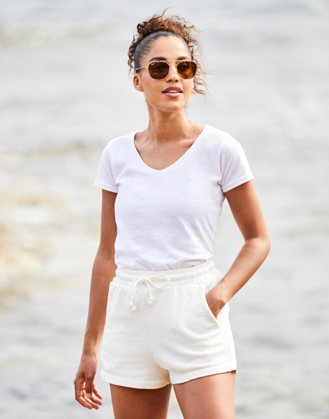 Ladies' Iconic 150 V Neck T - Powder Rose / XS