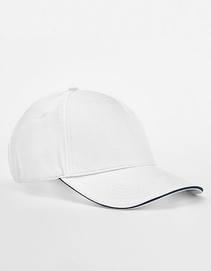 Earthaware® Classic Organic Cotton 5 Panel Cap - Sandwich Peak - White / French Navy / One Size