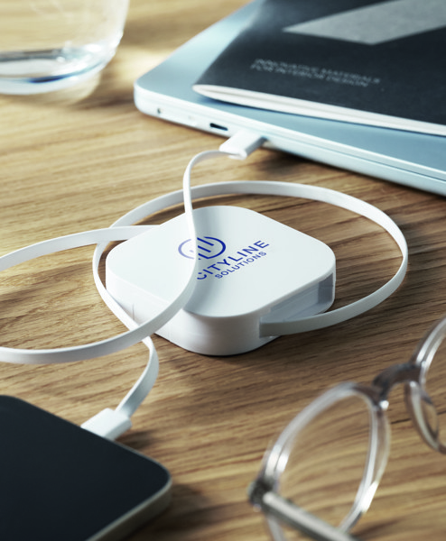 100W retractable charging cable Linea 100 - White