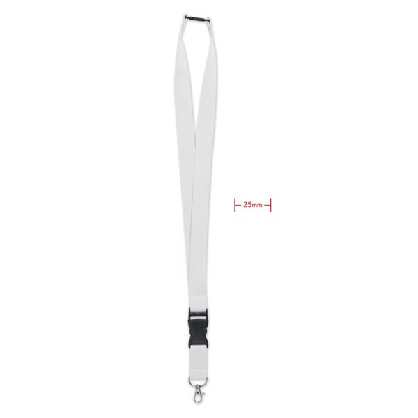 Lanyard with metal hook 25mm Wide Lany - White