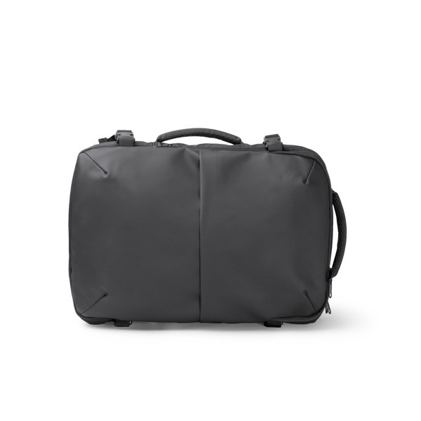Expandable personalized PU leather backpack 16 liters with vacuum pump and 17-inch laptop compartment
