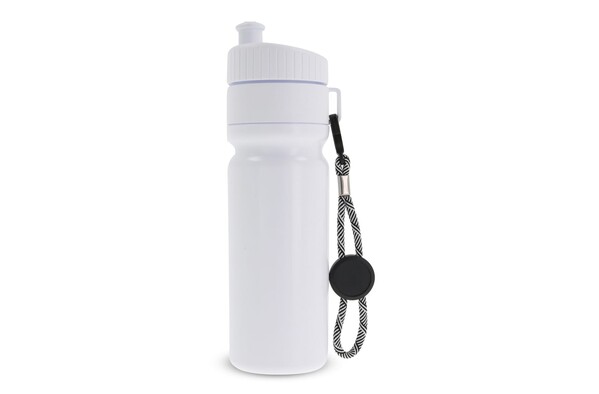 Bidon de sport avec bord et cordon 750ml - Blanc / Blanc