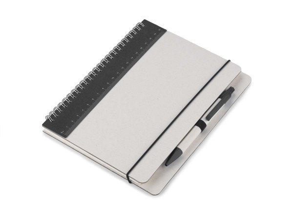 Notebook with ruler and pen REGALI - black