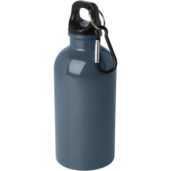 Bouteille d'eau Oregon de 400 ml simple paroi en acier recyclé certifié RCS avec mousqueton - Bleu hale