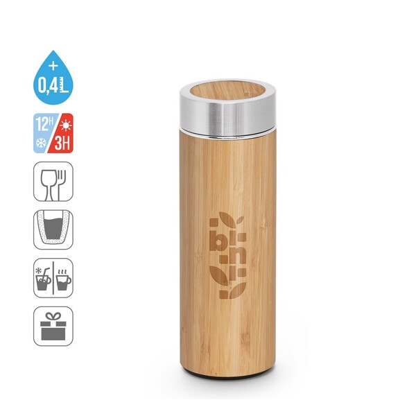 NATUREL. Termo boca od bambusa i nehrđajućeg čelika (90% reciklirano) 430 mL