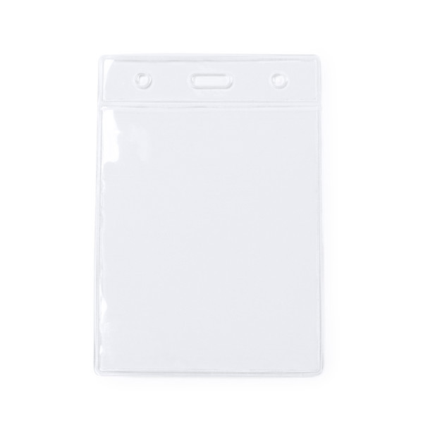 Identificador personalizado de PVC transparente vertical con tarjeta 9,5 x 7,5 cm