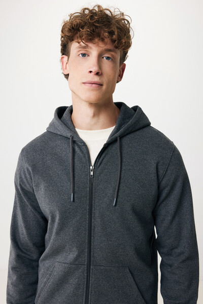 Mikina na zips s kapucňou Iqoniq Abisko z recykl. bavlny - Heather Anthracite / XS