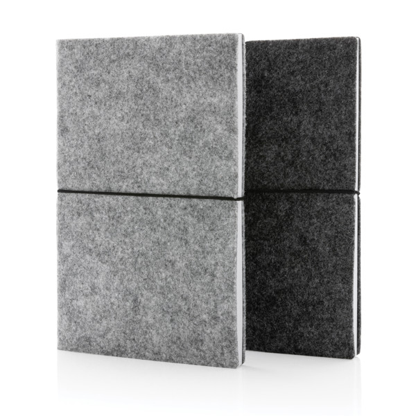 GRS certified recycled felt A5 softcover notebook - Grey