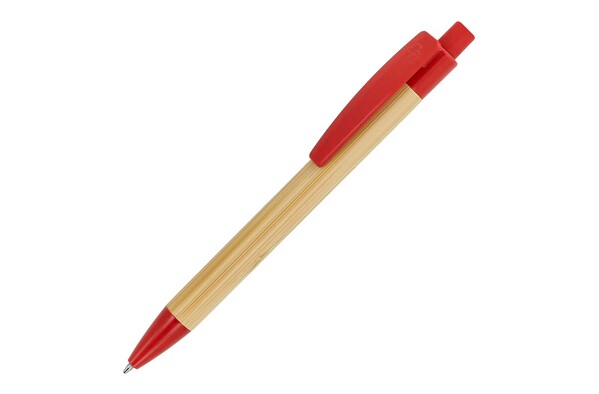 Stylo bille en bambou et paille de blé - Rouge foncé