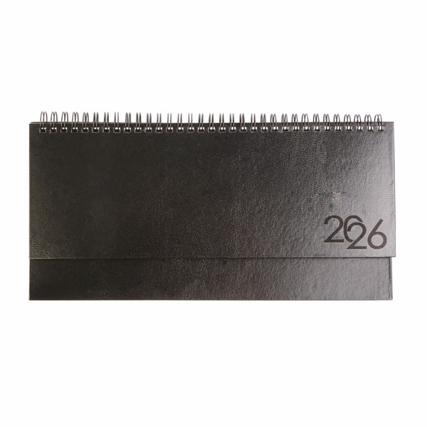 Agenda Da Tavolo Settimanale 2026 Con Copertina In Cartoncino Laminato - Nero
