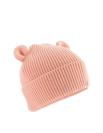 Organic Baby Bear Beanie - Peach / 6-12 months