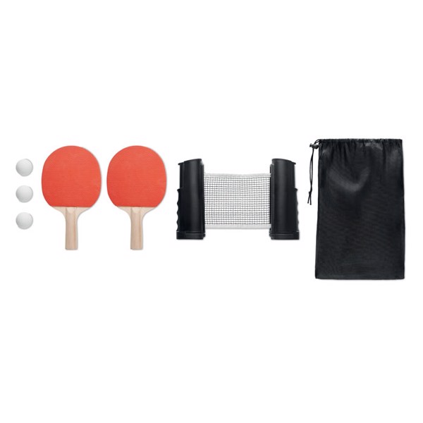 Ping Pong set with extendable net, RPET pouch