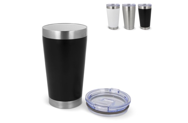 Cango ceramic thermo mug, 500ml, recycled steel - White