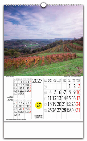 Zidni kalendar s rotacijskim krugom – Natura Croatica