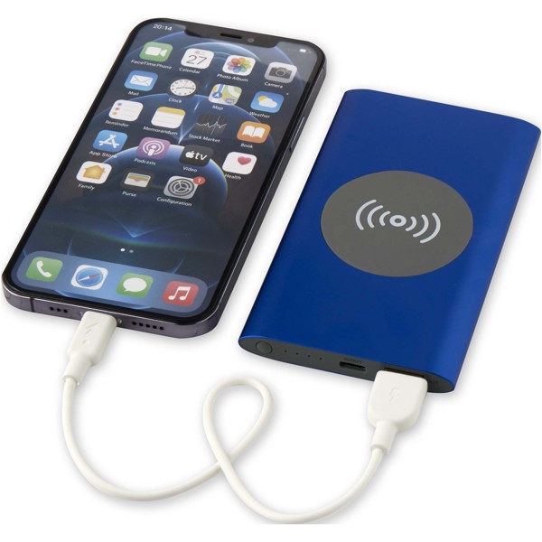 Batterie de secours sans fil en aluminium recyclé Juice type-C de 4 000 mAh - Bleu royal