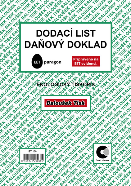 Dodací List - Daňový Doklad A5 - Eet