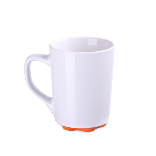 Keramična skodelica v barvi slonovine, 310 g, premer 80 mm - Bela / oranžna / 103 ml