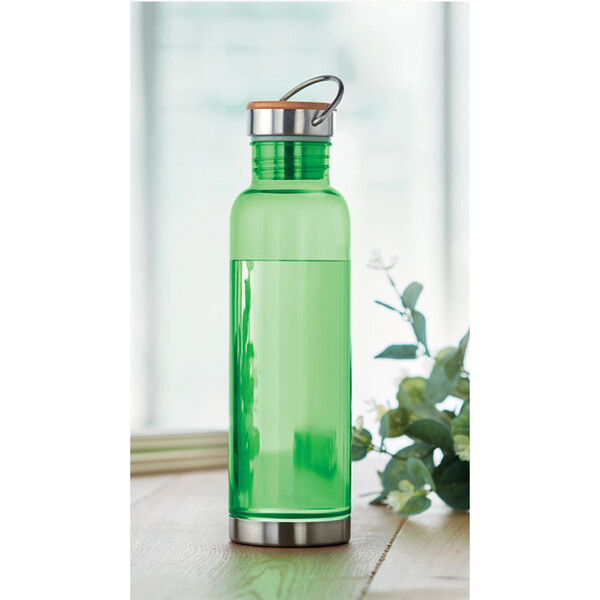 Botella tritan con tapa bambú 8 Helsinki Basic - Transparente
