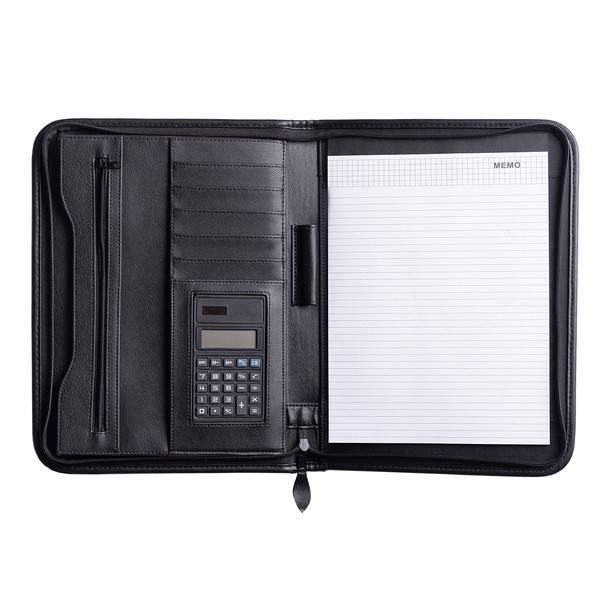 Solarino A4 zipper portfolio - Black