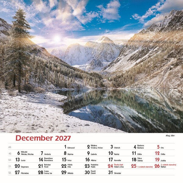 Nástenný Kalendár Svet Ticha 2027