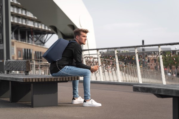 Xd Design Bobby Hero backpack, USB, 15.6 inch laptop - Light Blue / Black