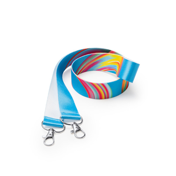 Lanyard personalizado de poliéster doble con sublimación y mosquetón