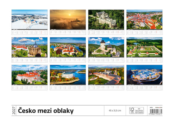 Nástěnný kalendář Česko mezi oblaky 45 × 31,5 cm