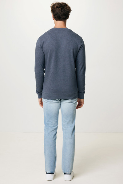 Pull à col rond en coton recyclé non teinté Iqoniq Denali - Heather Navy / XXL
