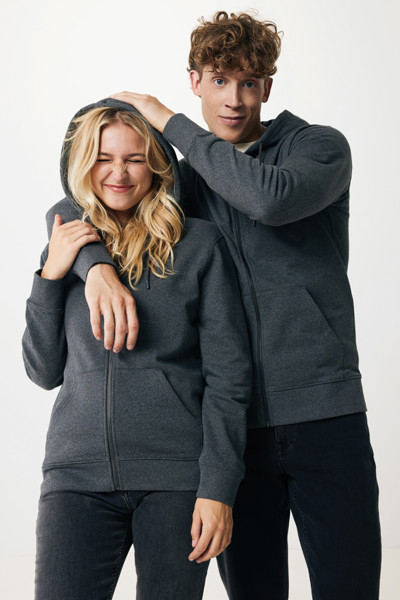 Iqoniq Abisko recycled cotton zip through hoodie - Heather Anthracite / M