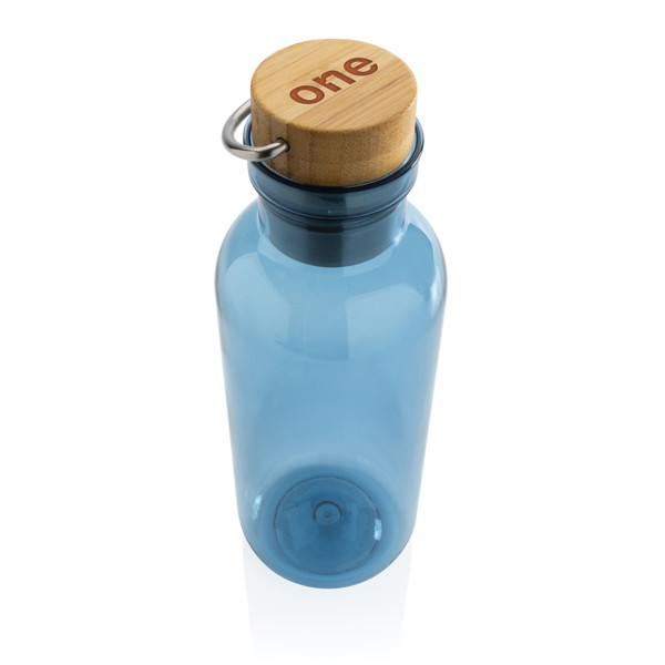 Bouteille 680ml en rPET RCS, couvercle en bambou - Bleu